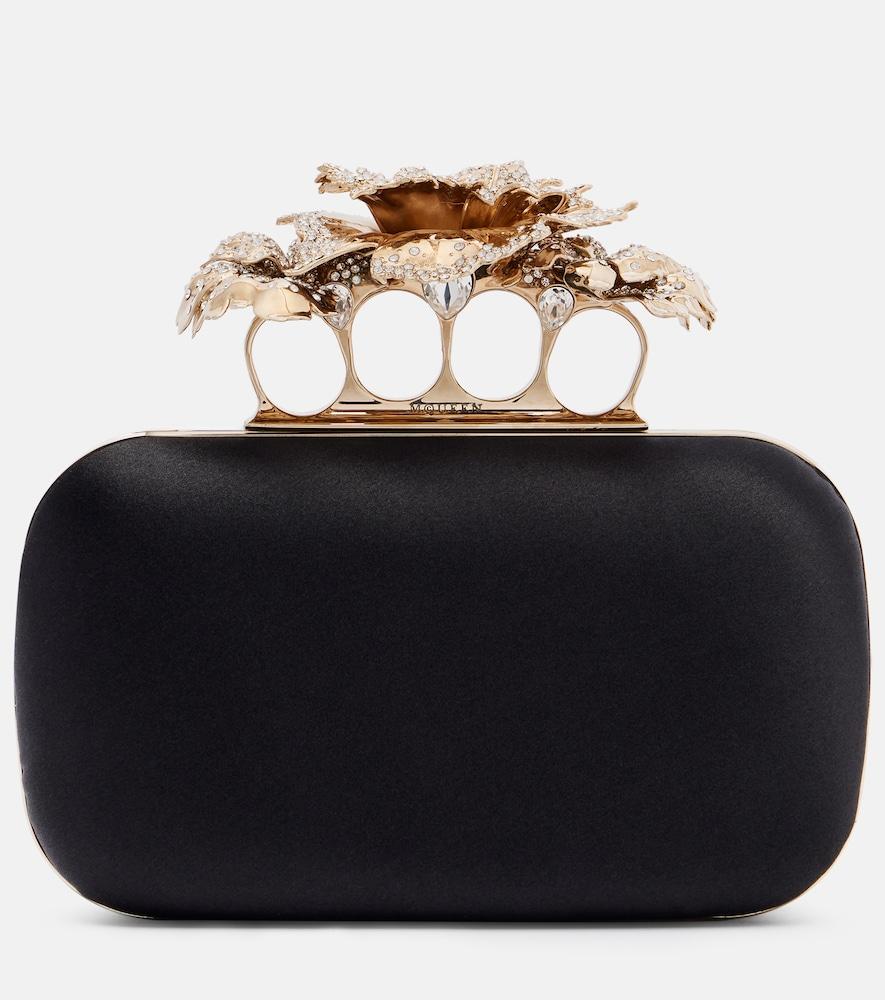 mcqueen carnation knuckle satin clutch