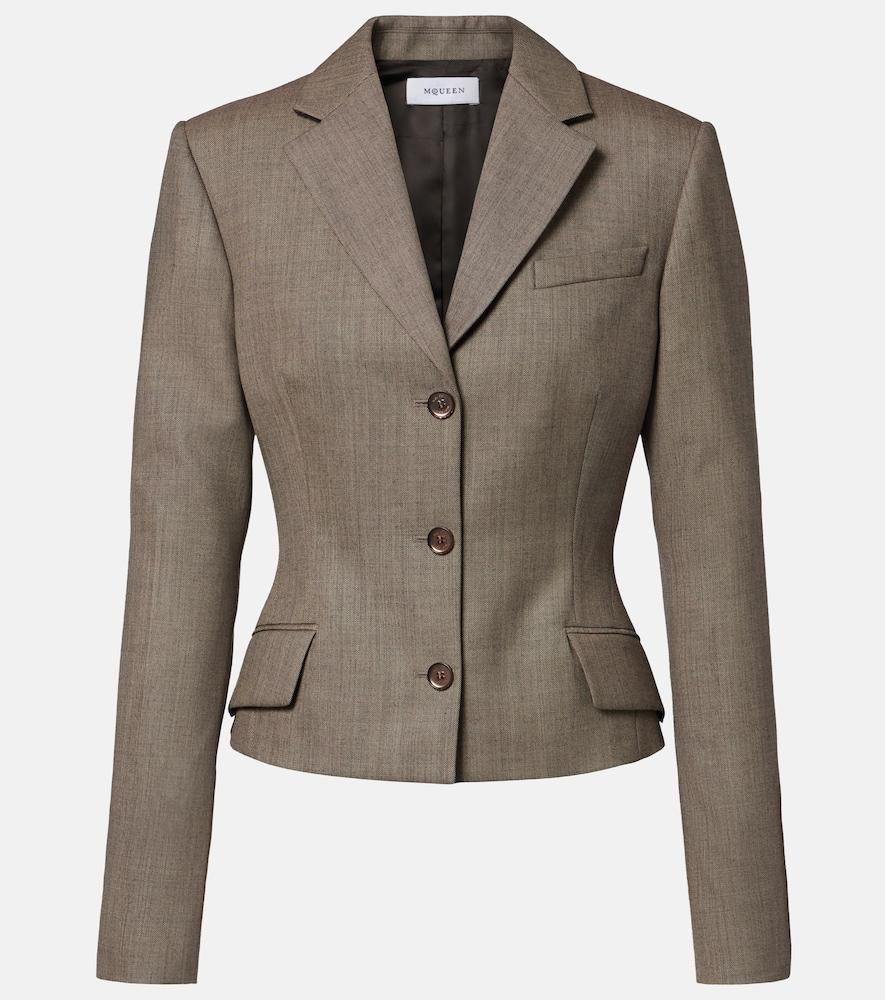 mcqueen cropped wool blazer