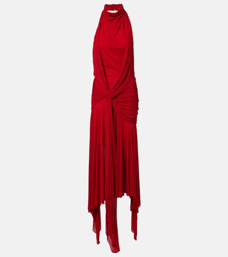 mcqueen draped halterneck maxi dress