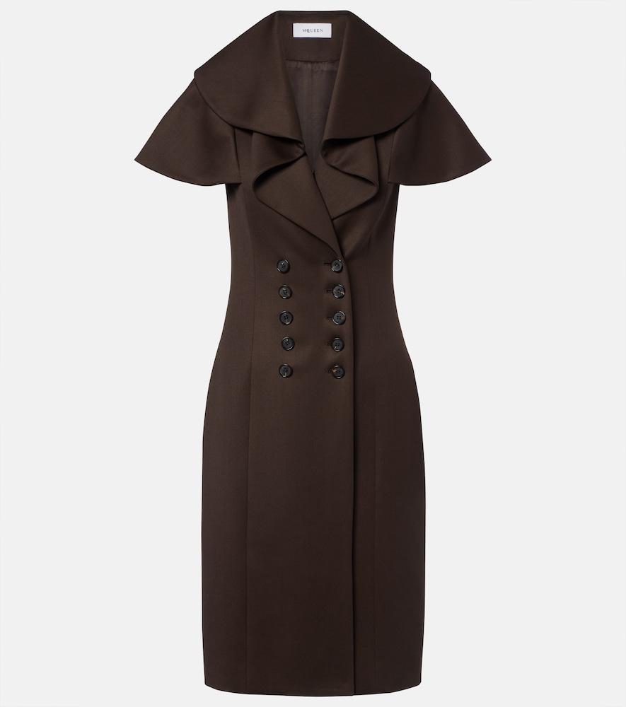 mcqueen draped wool minidress