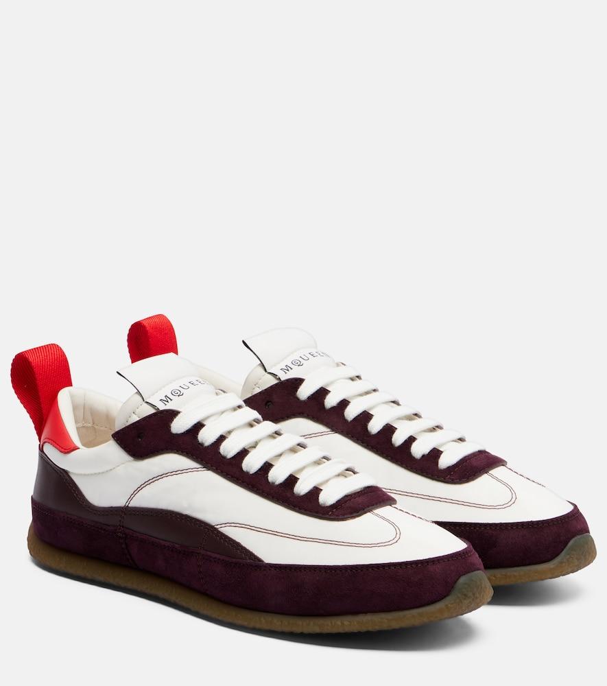 mcqueen ec1 suede-trimmed leather sneakers