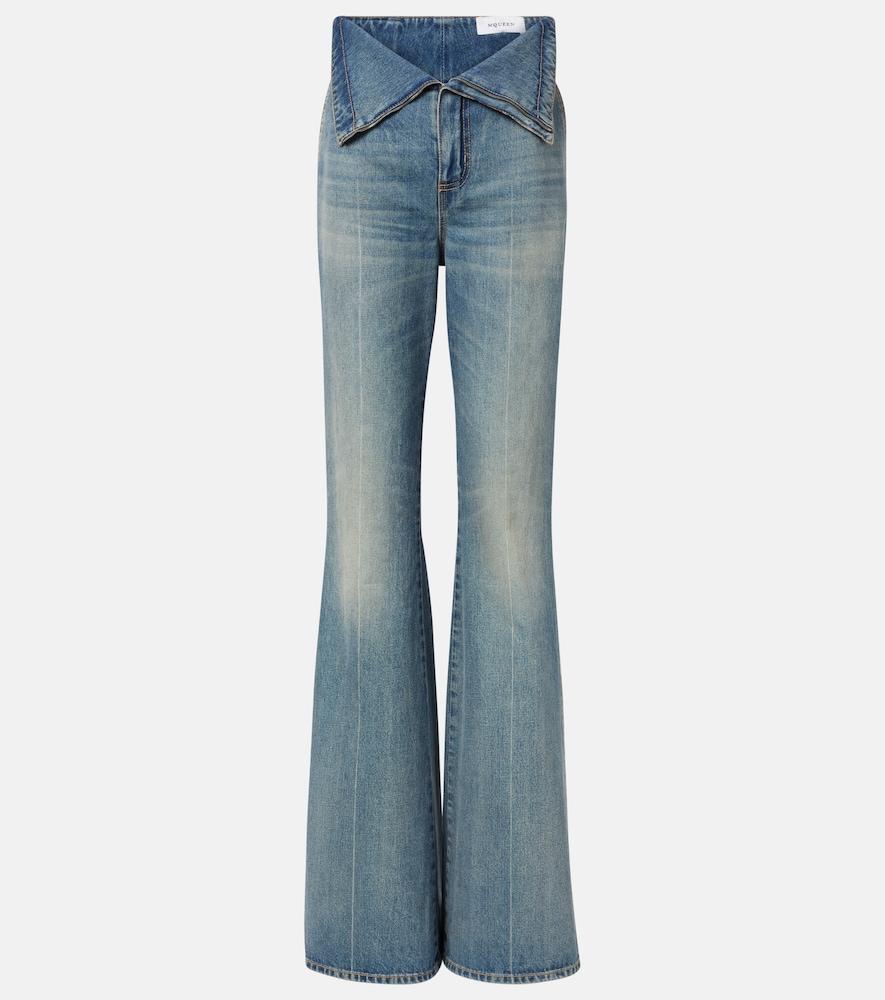 mcqueen faded high-rise bootcut jeans