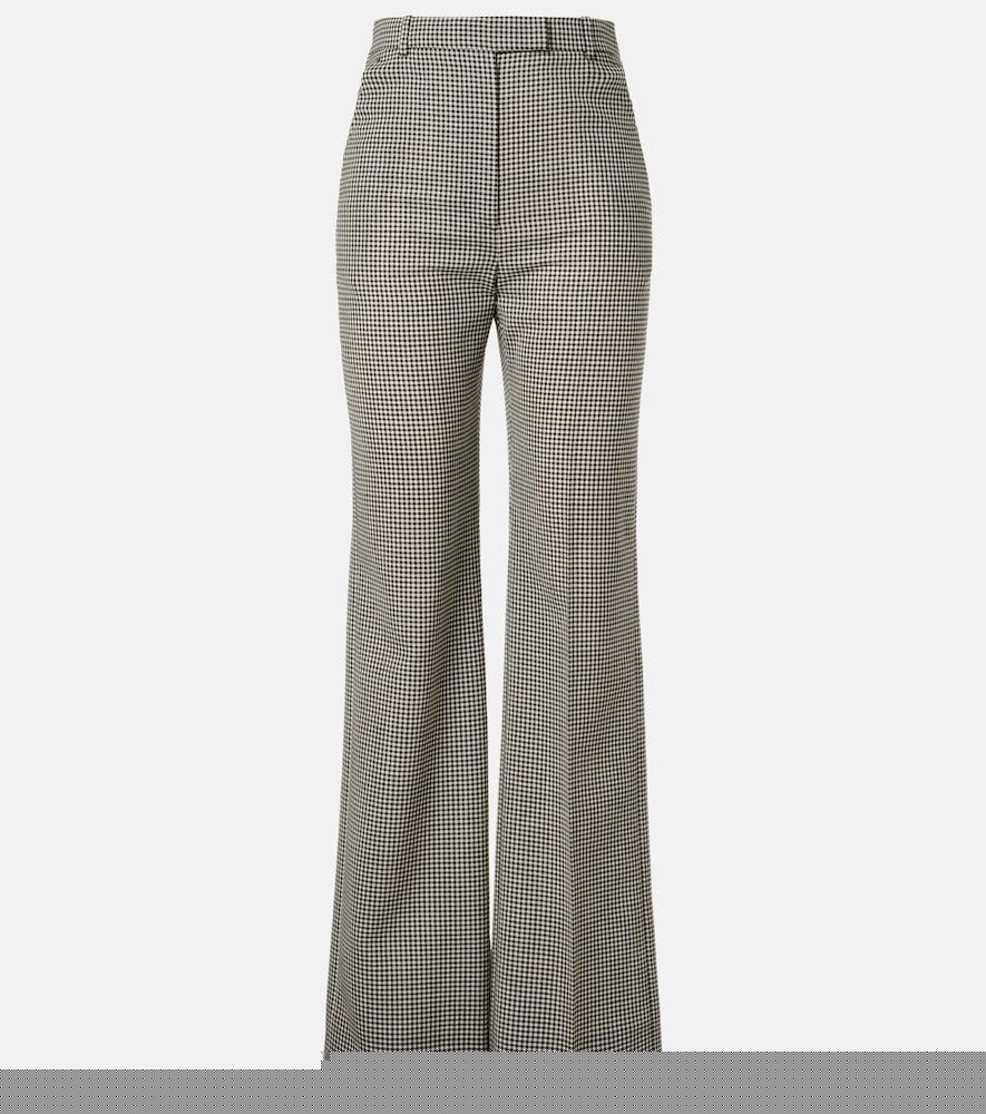 mcqueen gingham wool wide-leg pants