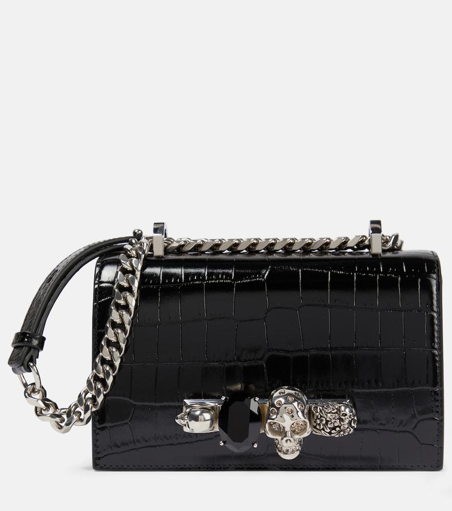 mcqueen jewelled satchel leather shoulder bag
