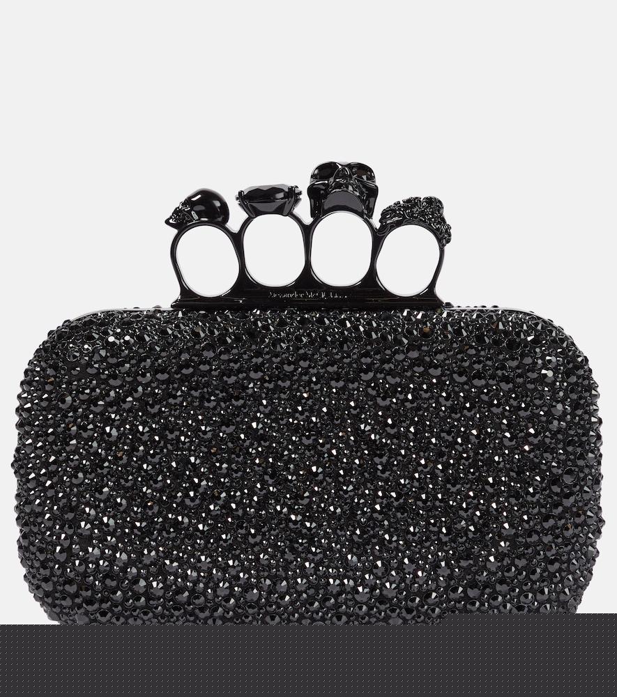 mcqueen knuckle embellished leather clutch