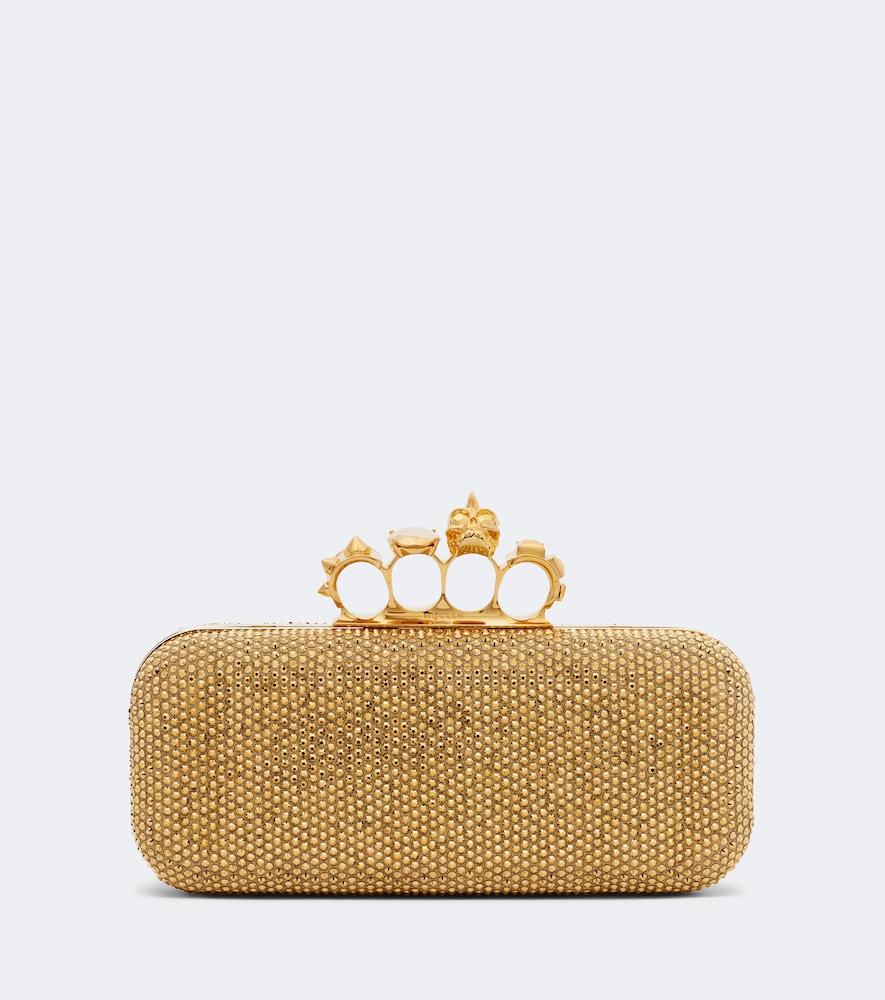 mcqueen knuckle embellished leather clutch
