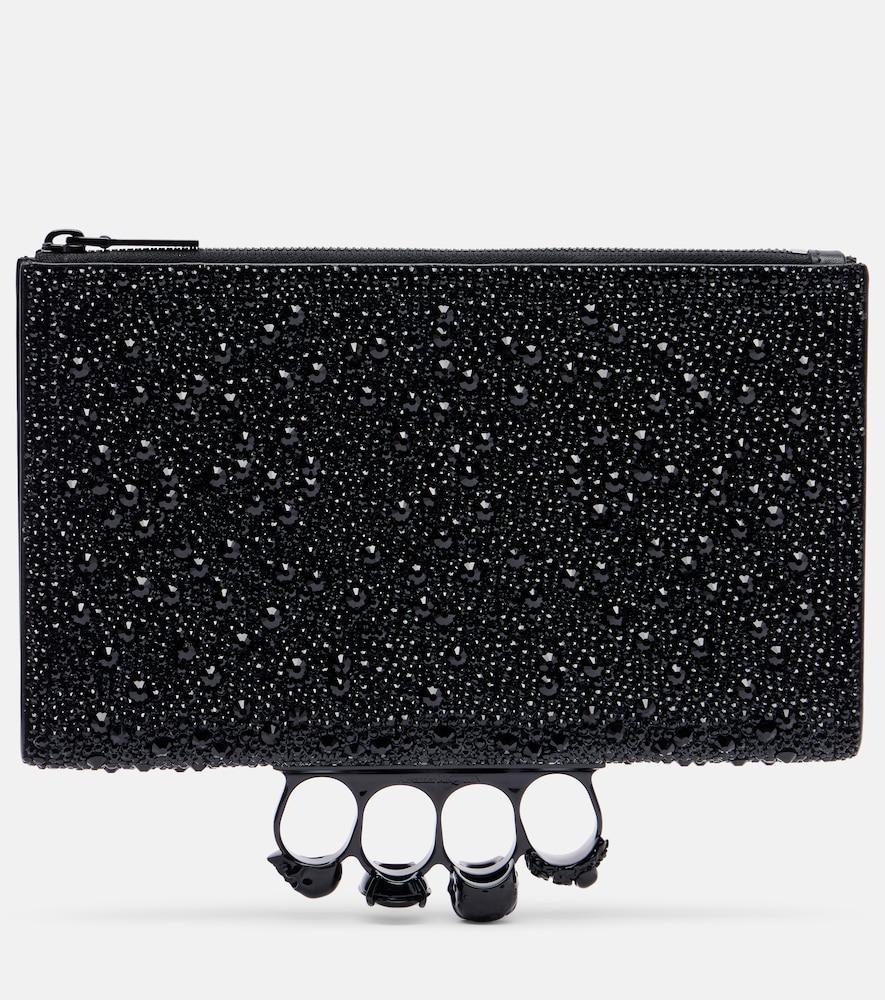mcqueen knuckle studded leather pouch