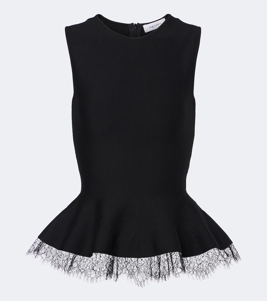 mcqueen lace-trimmed peplum top