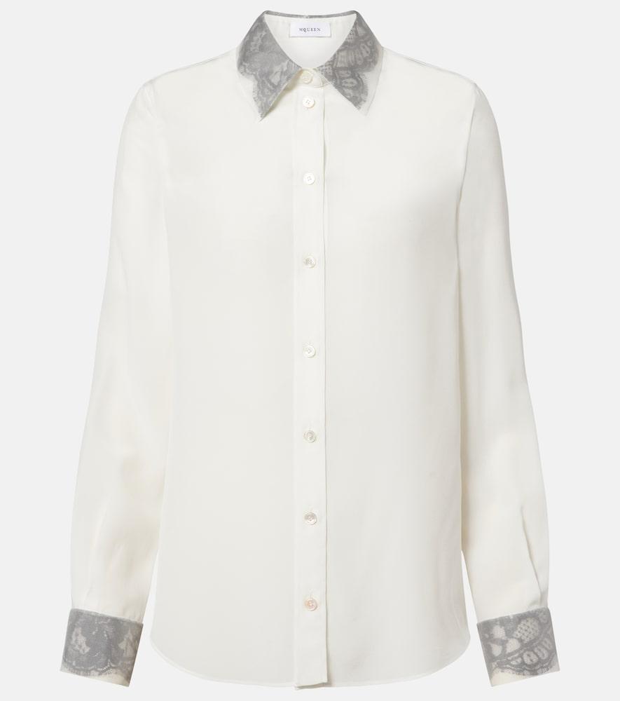 mcqueen lace-trimmed silk shirt