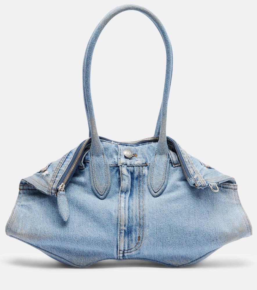 mcqueen manta medium denim shoulder bag