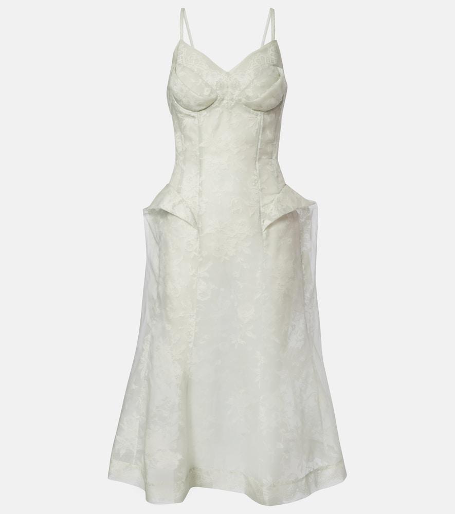 mcqueen peplum silk lace corset dress