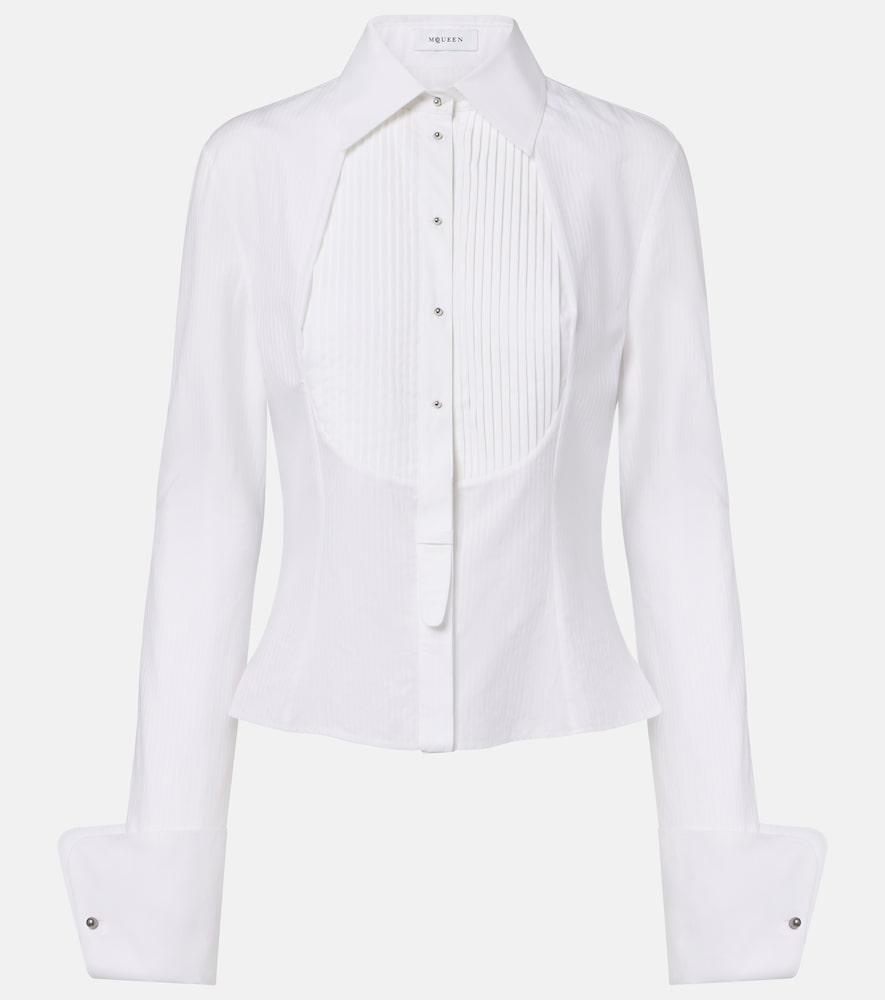 mcqueen plissé striped cotton shirt