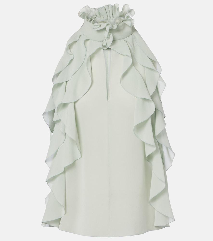 mcqueen ruffled silk chiffon top