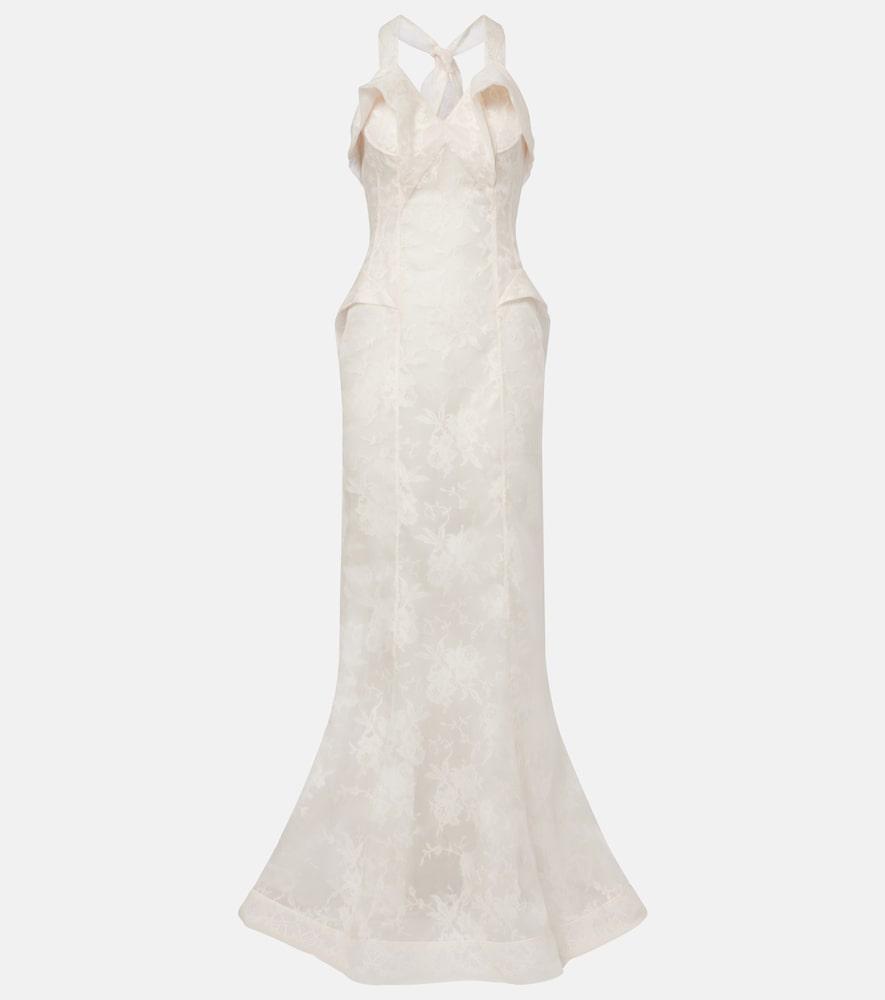 mcqueen sheer silk lace gown