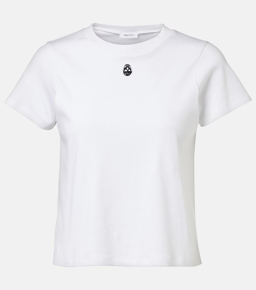 mcqueen skull cropped cotton jersey t-shirt