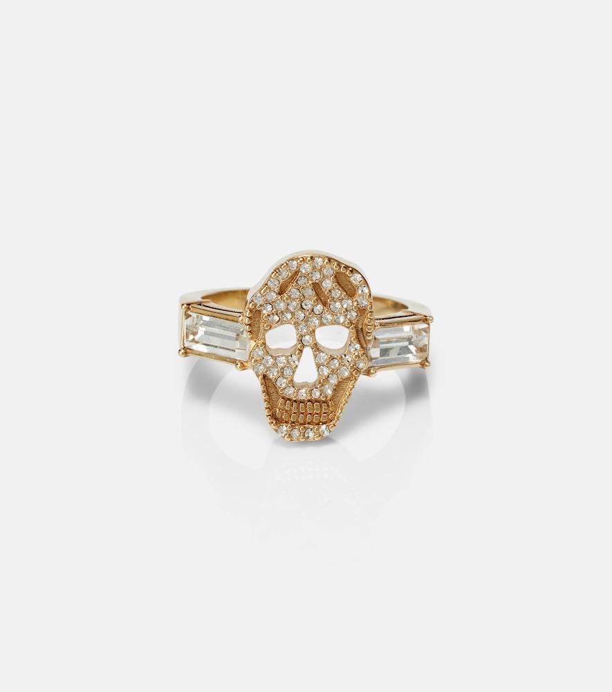 mcqueen skull crystal-embellished ring