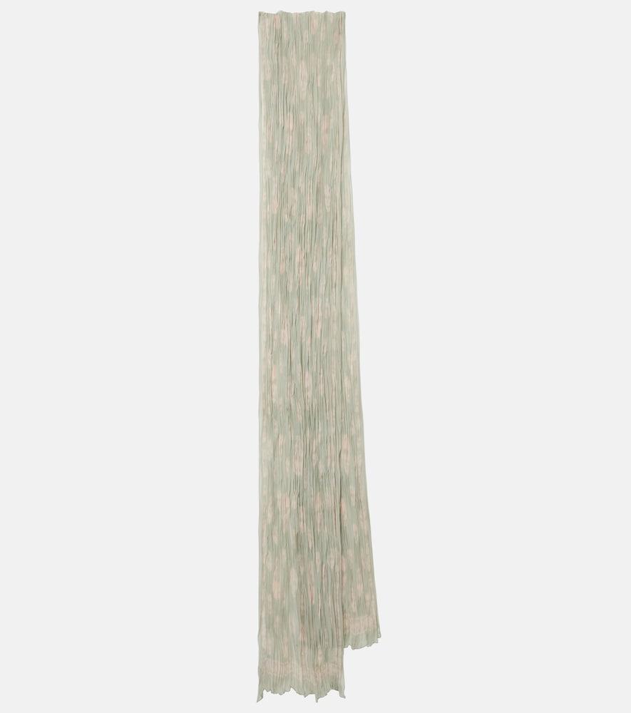 mcqueen skull pleated silk scarf