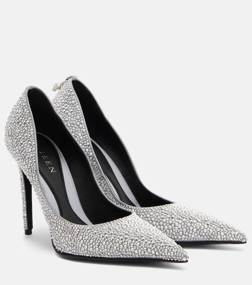 mcqueen skull studded satin pumps