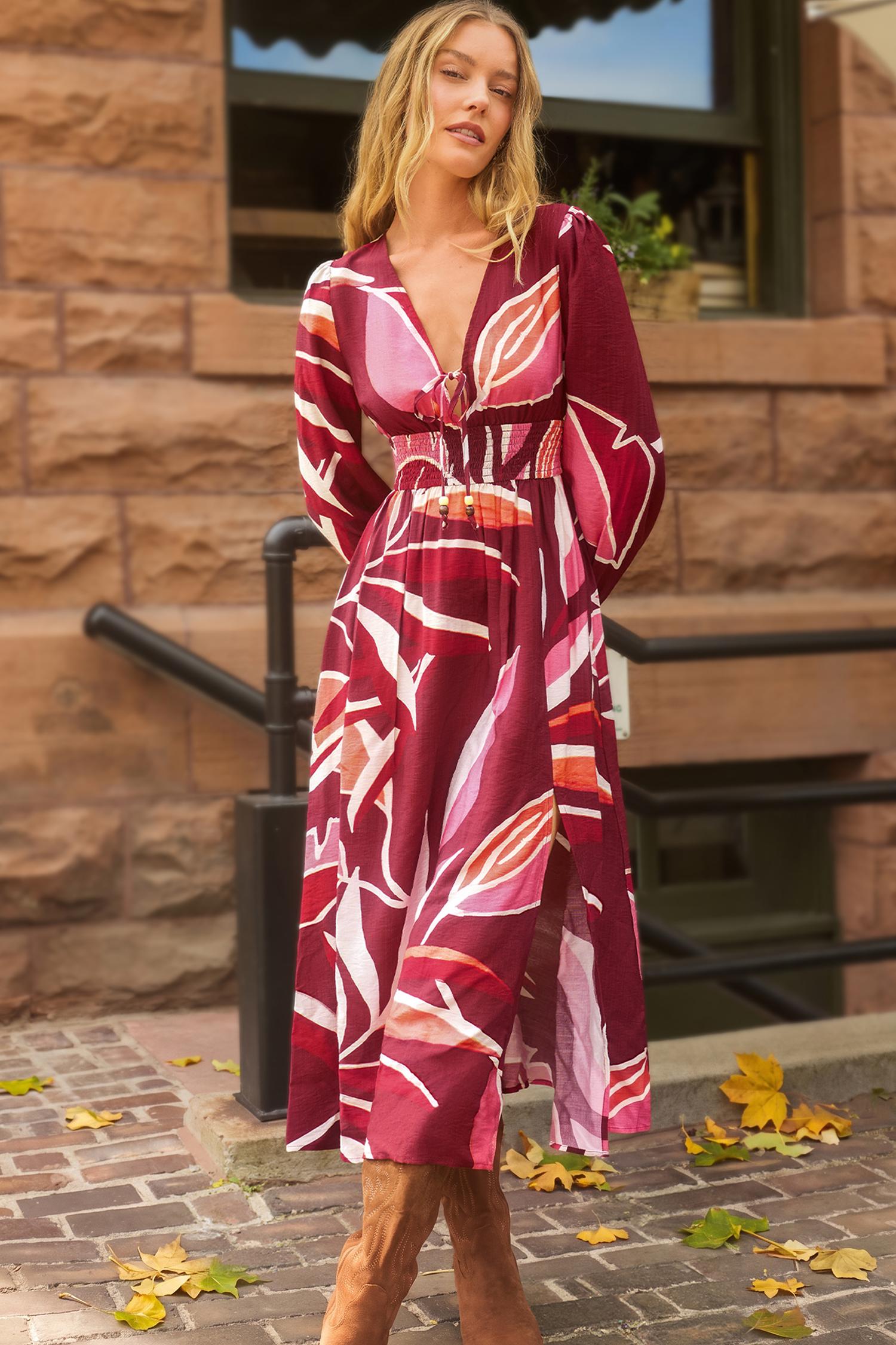 meadow walk tropical maxi dress - l