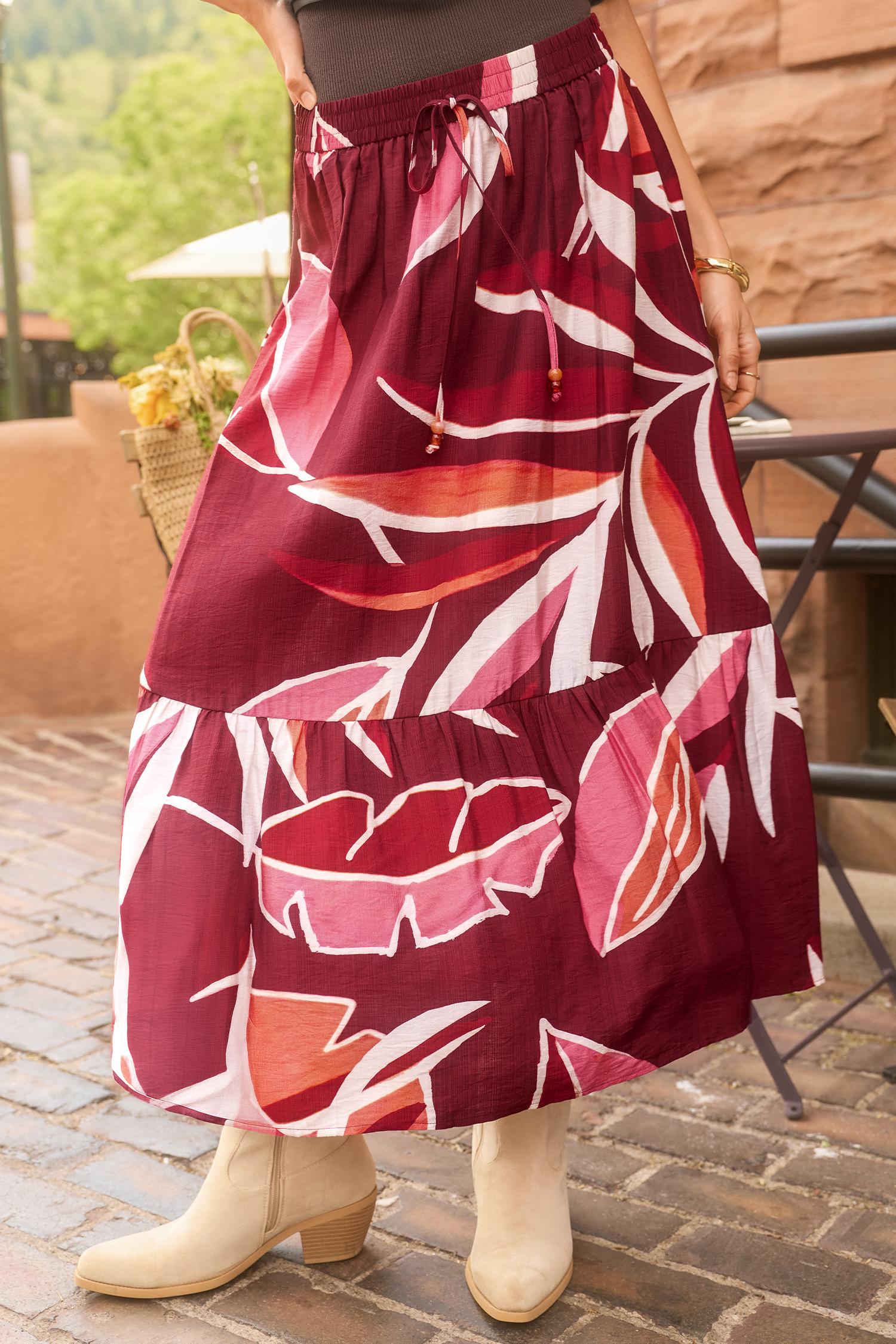 meadow walk tropical maxi skirt - l