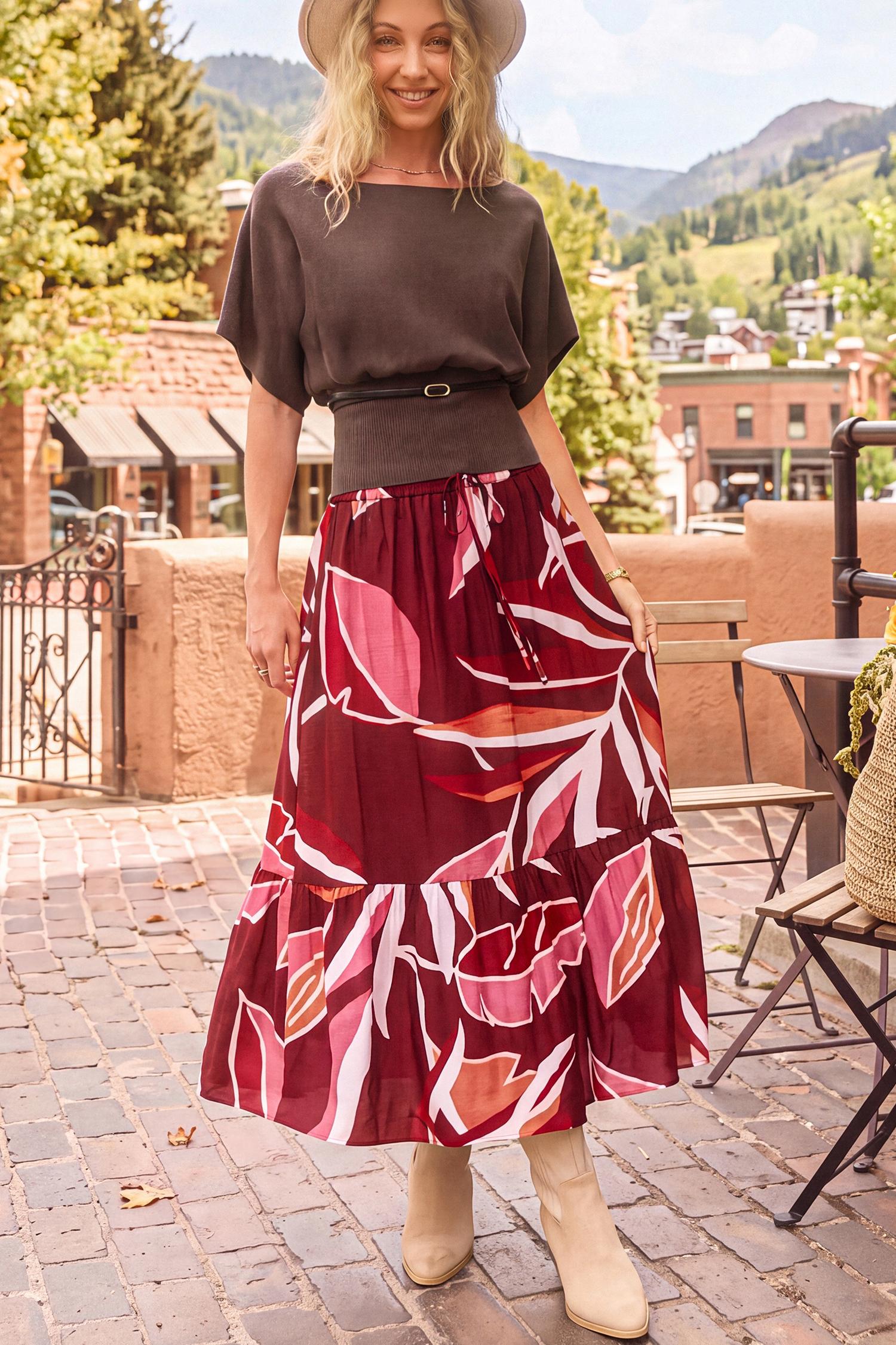 meadow walk tropical maxi skirt - l
