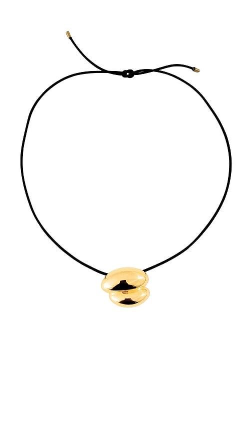 mega brioche necklace in metallic gold.