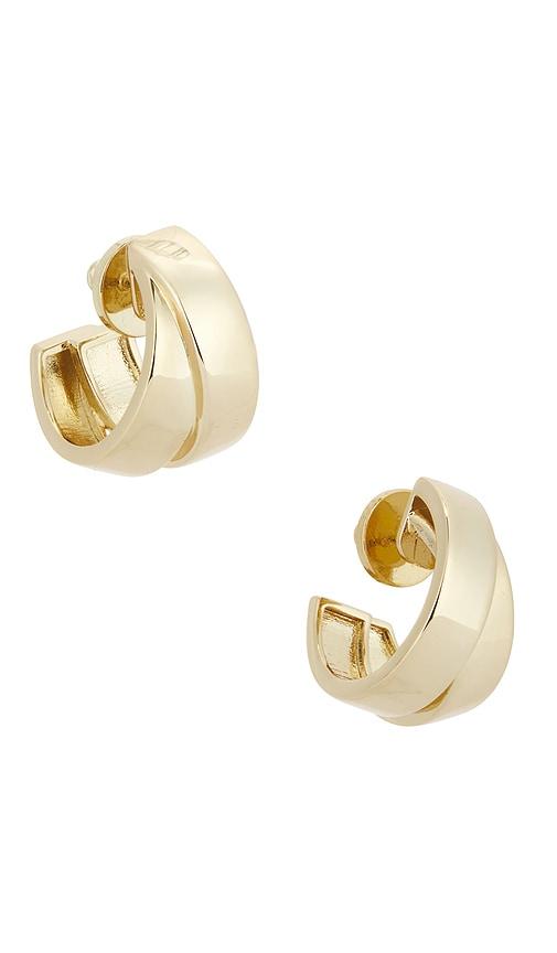 mega chunky double hoop earrings in metallic gold.
