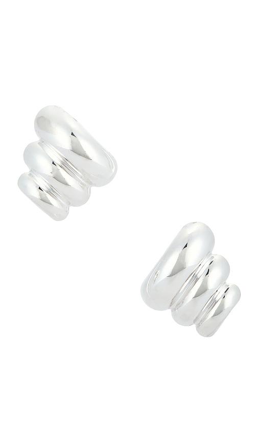 mega croissant earrings in metallic silver.