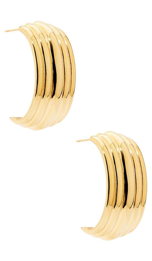mega large waterfall earring in metallic gold.