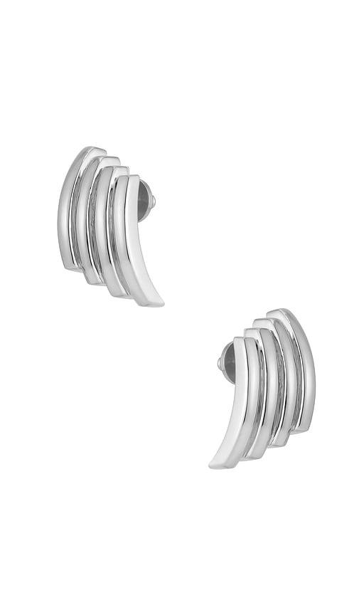 mega line dance earrings in metallic silver.