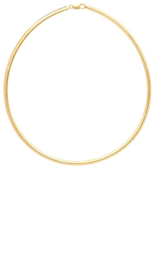 mega omega 4 necklace in metallic gold.