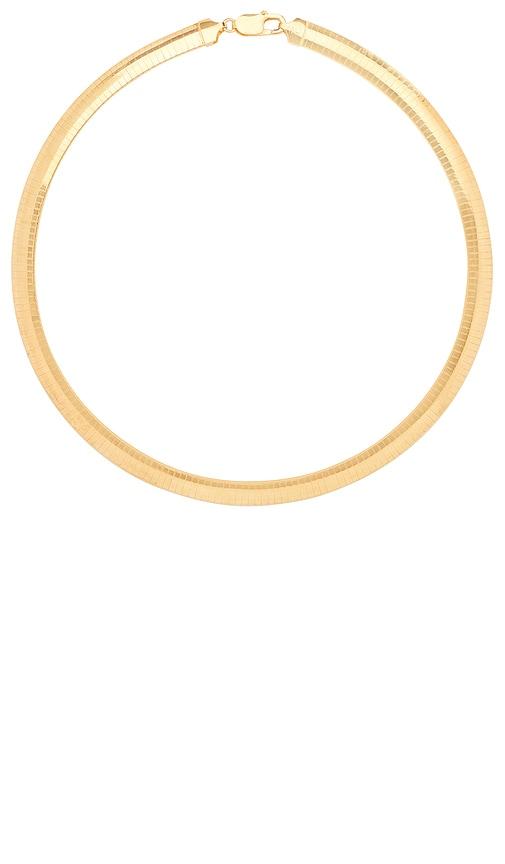 mega omega 8 necklace in metallic gold.