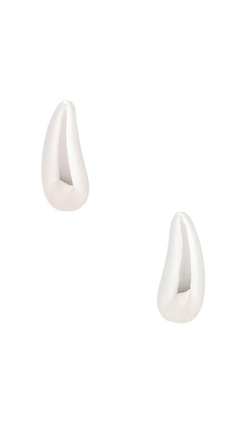 mega penne earrings in metallic silver.