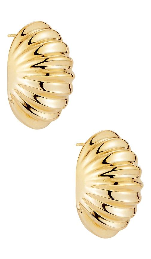 mega snail earring in metallic gold.