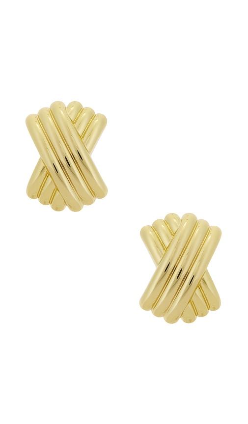 mega triple x earrings in metallic gold.