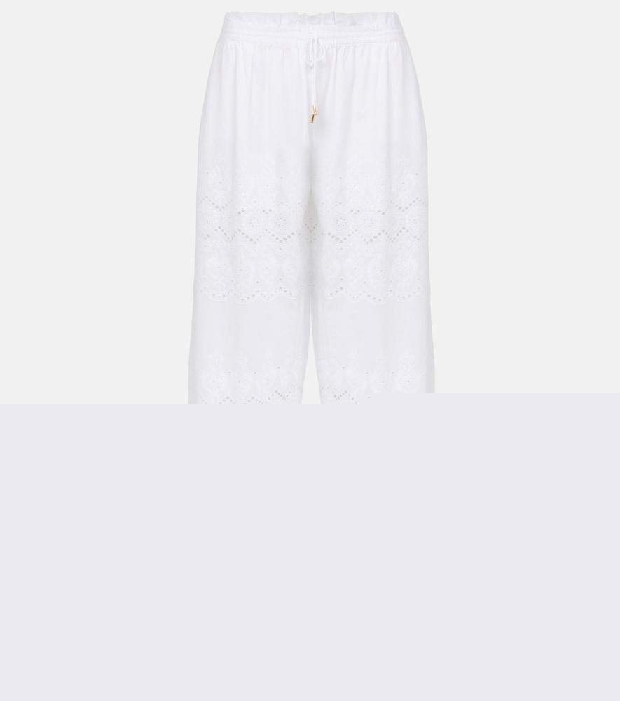 melissa odabash immy broderie anglaise cotton wide-leg pants