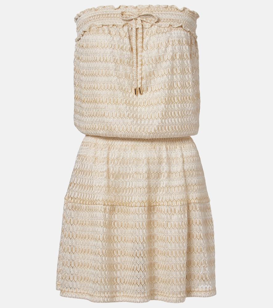 melissa odabash isla off-shoulder lamé minidress