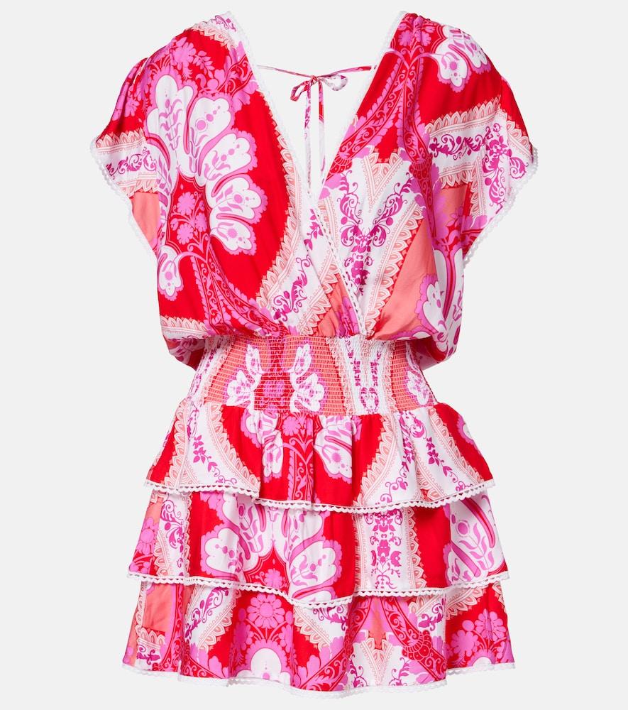 melissa odabash jess printed tiered minidress