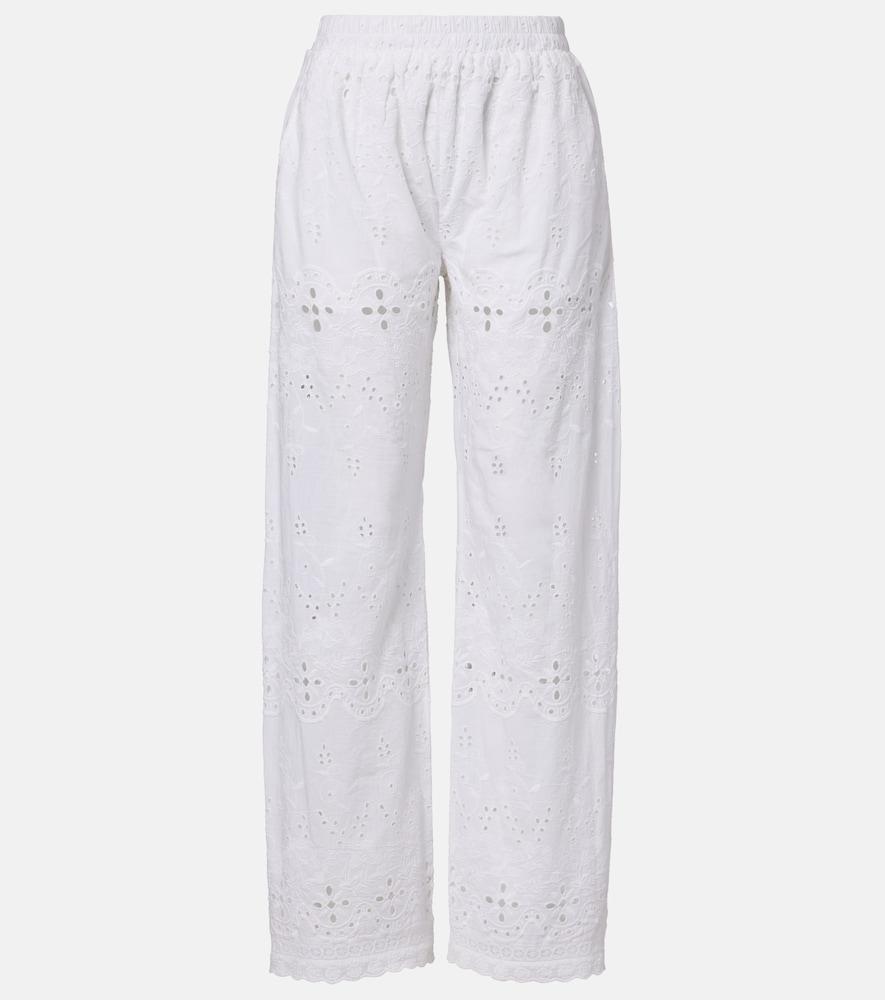 melissa odabash lula embroidered cotton wide-leg pants
