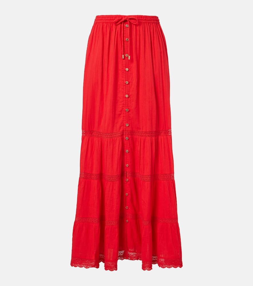 melissa odabash marley crochet-trimmed cotton maxi skirt
