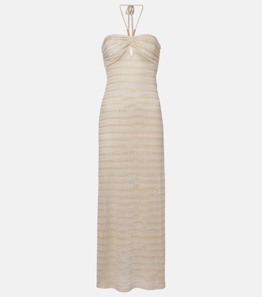 melissa odabash mila off-shoulder lamé maxi dress