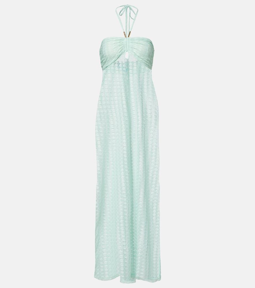 melissa odabash mila semi-sheer halterneck maxi dress