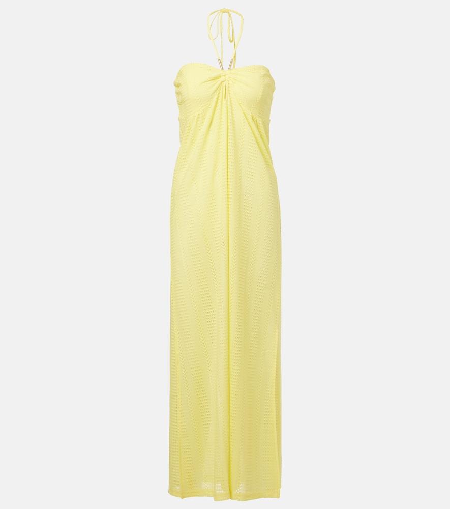 melissa odabash mila semi-sheer halterneck maxi dress