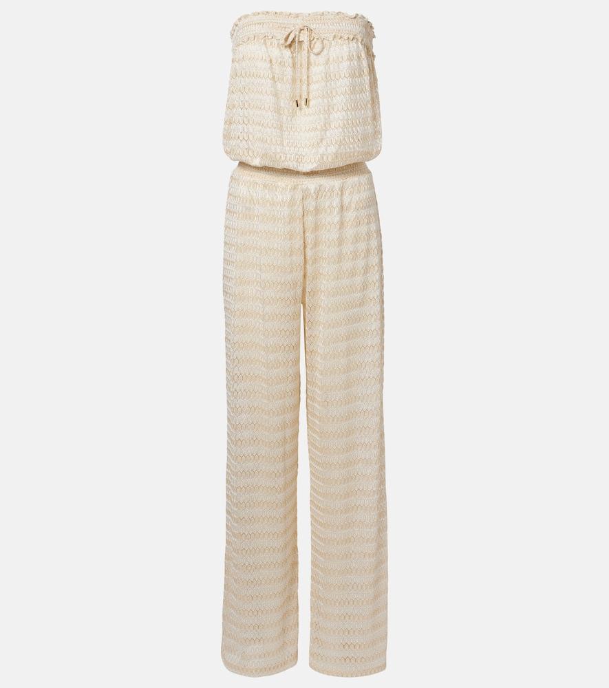 melissa odabash semi-sheer lamé jumpsuit