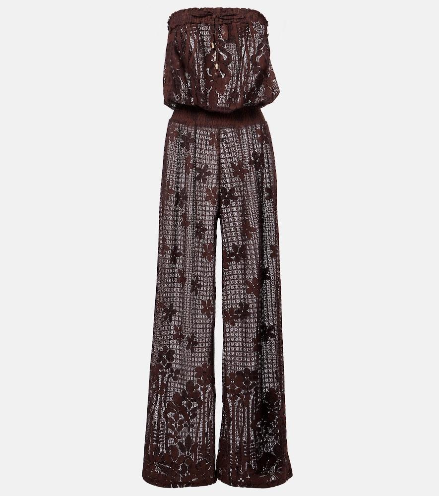 melissa odabash viv off-shoulder cotton-blend jumpsuit