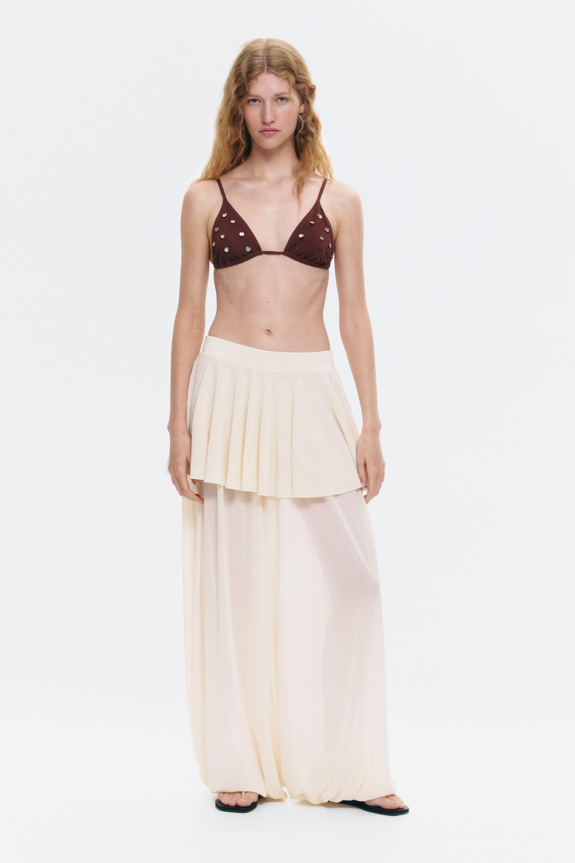 mesh pants with layered skirt