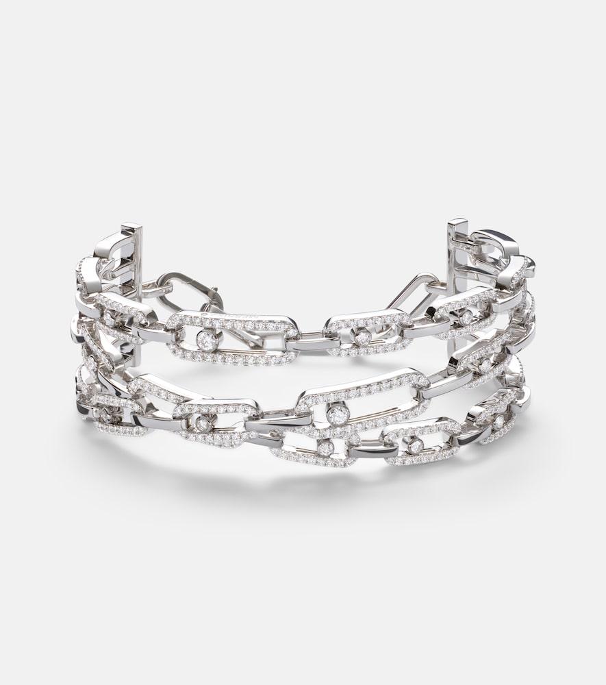 messika move link 18kt white gold bracelet with diamonds