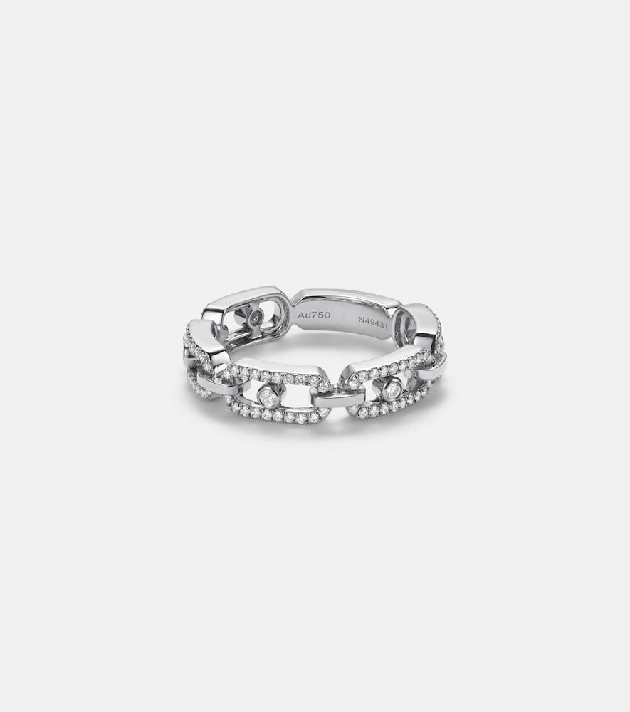messika move link 18kt white gold ring with diamonds