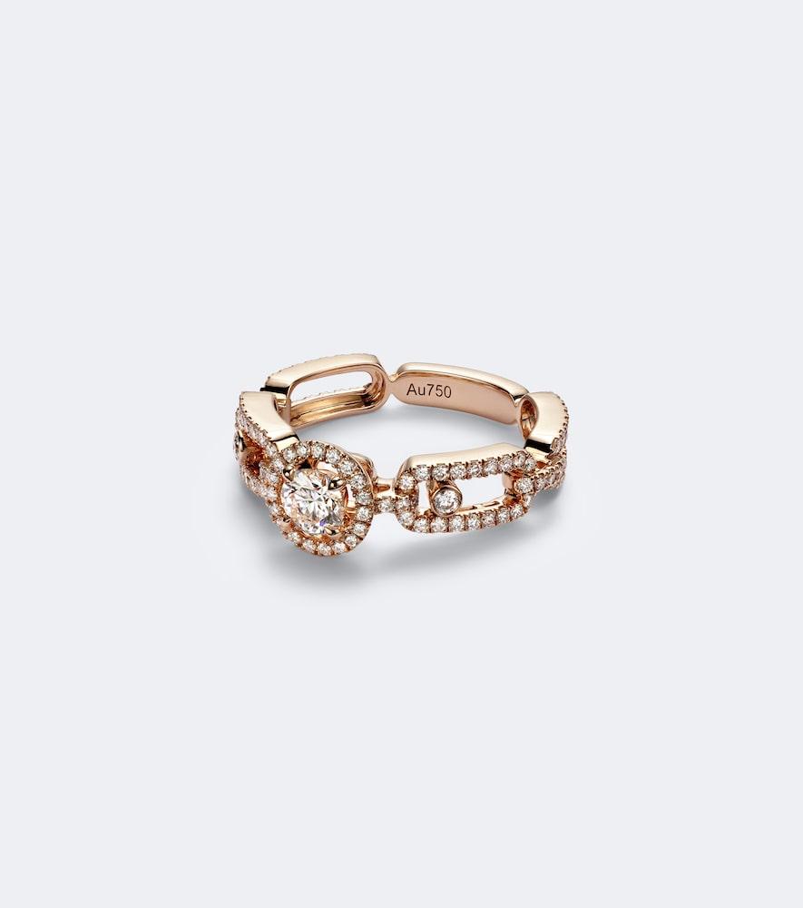 messika move link small 18kt rose gold ring with diamonds
