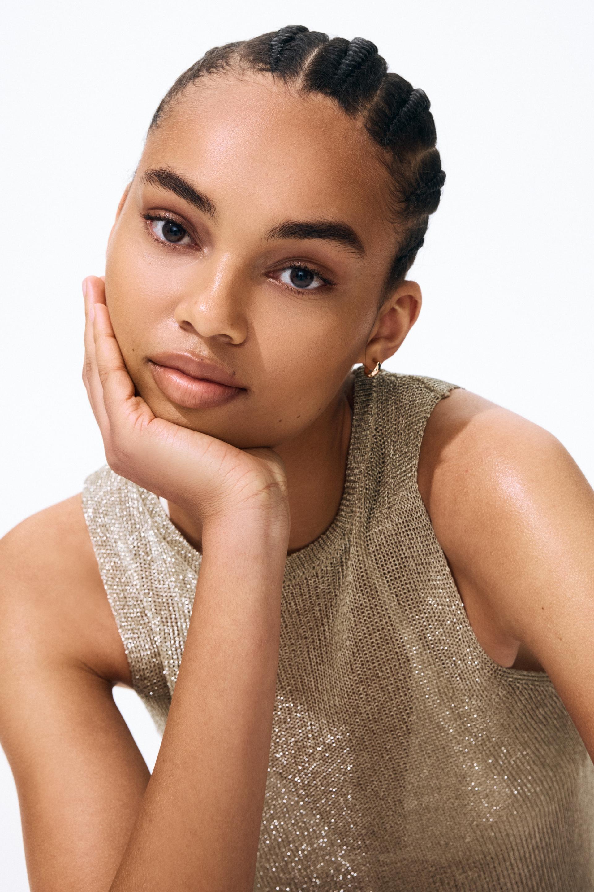 metallic knit top